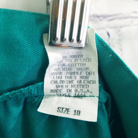 Vintage 1970s Teal A-Line Midi Skirt Button Front Large Pockets USA Made - Picture 6 of 11